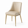 Esszimmerstuhl aus Kunstleder Beige mit Metallbeinen