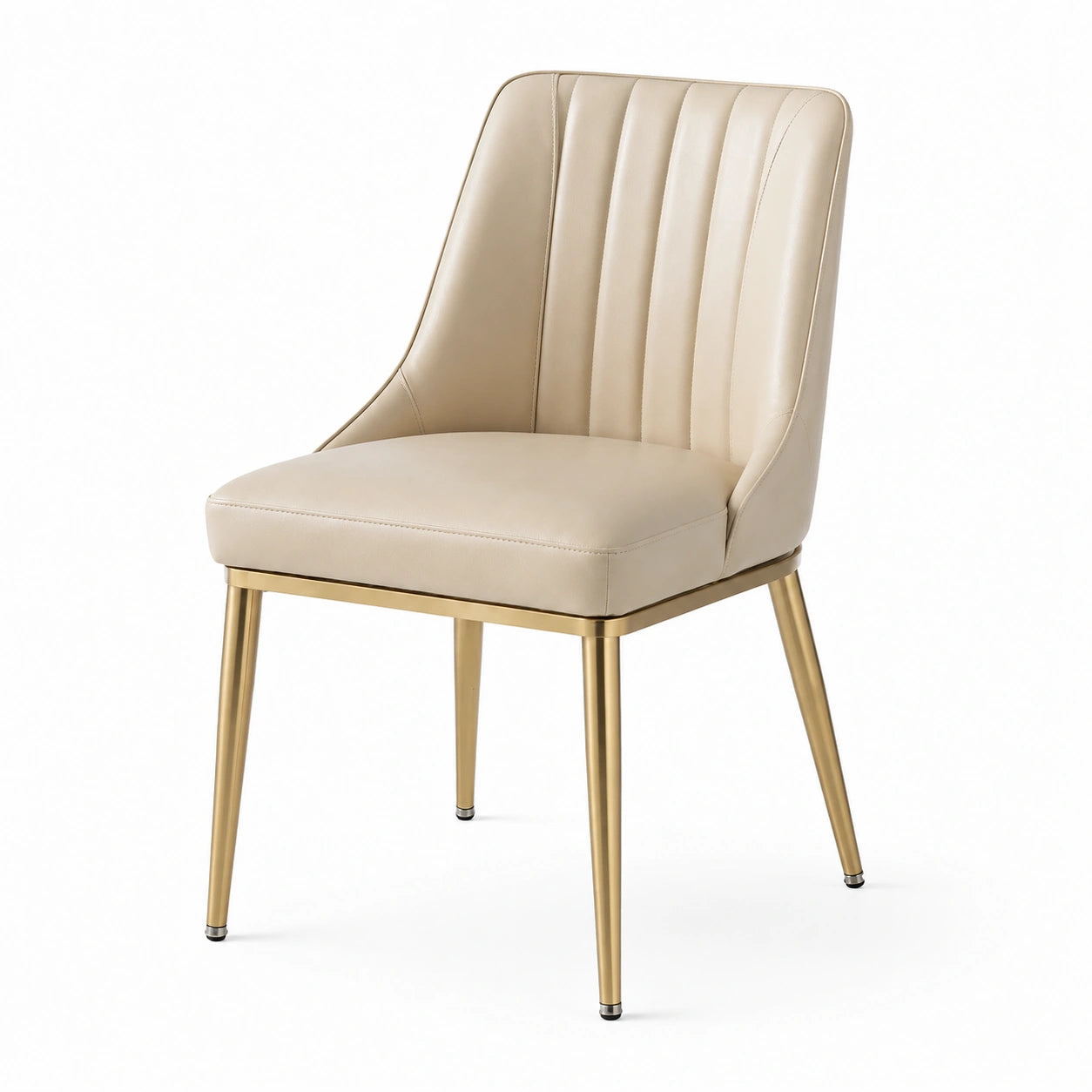 Esszimmerstuhl aus Kunstleder Beige mit Metallbeinen