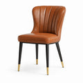Esszimmerstuhl Leder Cognac mit schwarzen Metallbeinen