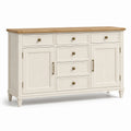 Sideboard mit 3 Türen und 5 Schubladen aus Kiefernholz Weiß 150cm