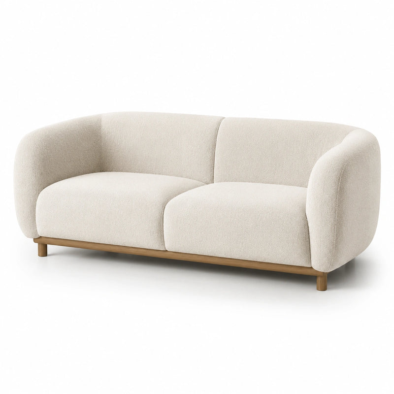 3-Sitzer Sofa Bouclé Holz Beige 200x90x75 cm
