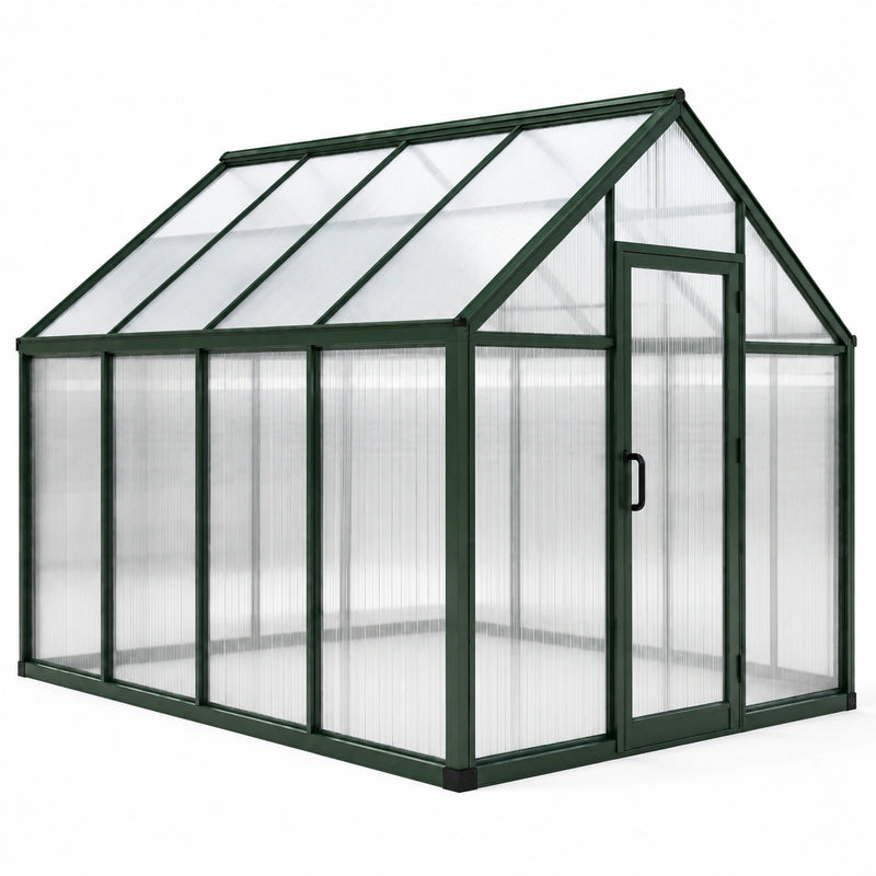 Aluminium Gewächshaus mit Polycarbonatplatten 250x190x195 cm Grün