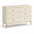 Kommode mit 6 Schubladen aus MDF und Marmoroberfläche Beige