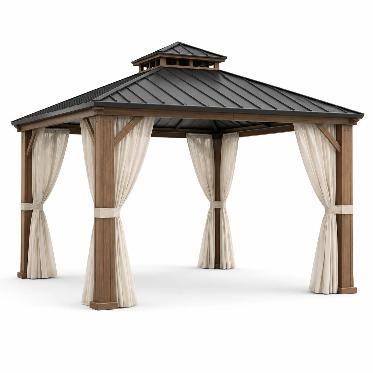 Gartenpavillon Holz mit Aluminiumdach Dunkelgrau 400x300x300 cm