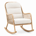 Rattan Schaukelstuhl mit Leinenkissen Beige 95cm
